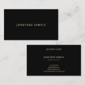 Elegant Gold Cursive Text Modern Simple Black Luxe Visitekaartje (Voorkant / Achterkant)