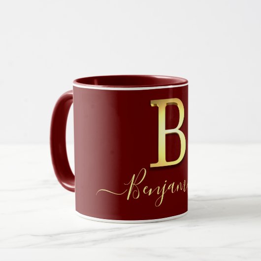 Elegant Gold Custom Monogram B Naam Mok (Voorkant links)