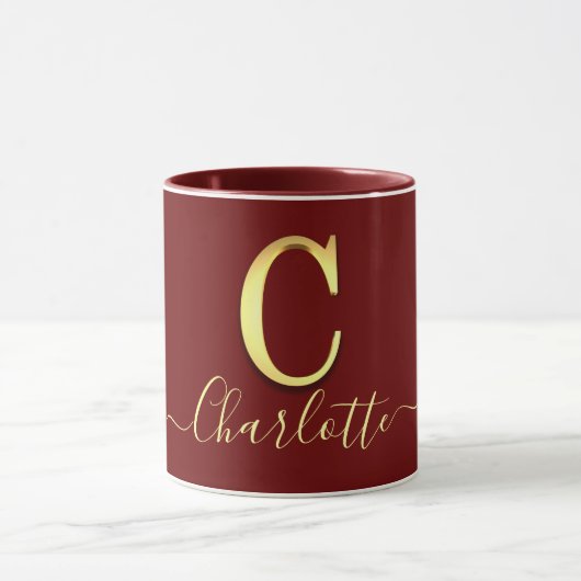 Elegant Gold Custom Monogram C Naam Mok (Midden)