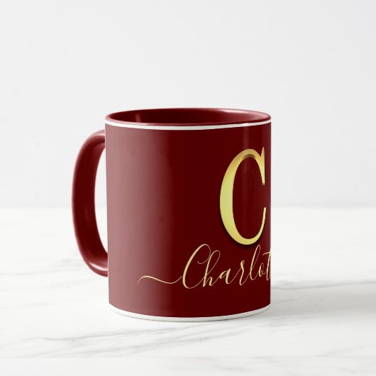 Elegant Gold Custom Monogram C Naam Mok (Voorkant links)