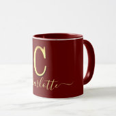 Elegant Gold Custom Monogram C Naam Mok (Voorkant rechts)