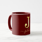 Elegant Gold Custom Monogram J Naam Mok (Voorkant links)