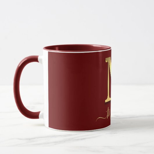 Elegant Gold Custom Monogram M Naam Mok (Links)