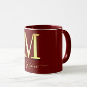 Elegant Gold Custom Monogram M Naam Mok (Voorkant rechts)