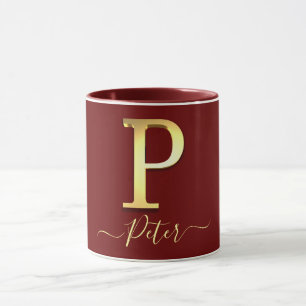 Elegant Gold Custom Monogram P Naam Mok