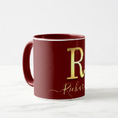 Elegant Gold Custom Monogram R Name Mok (Voorkant links)