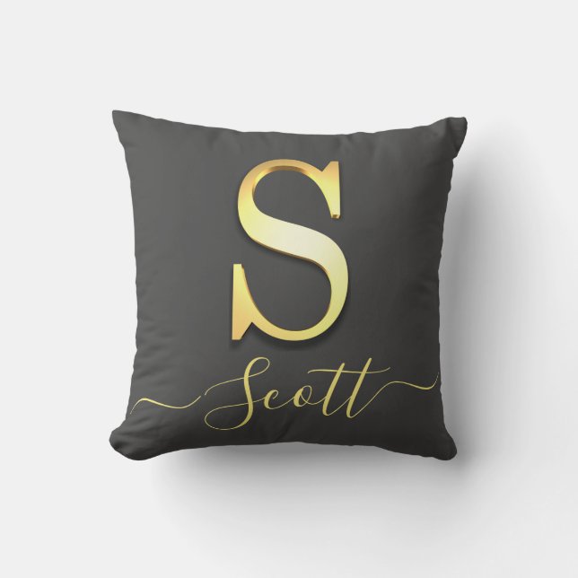 Elegant Gold Custom Monogram S Name Sierkussen (Voorkant)