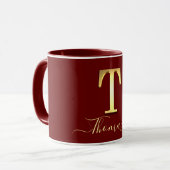 Elegant Gold Custom Monogram T Name Mok (Voorkant links)