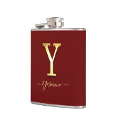 Elegant Gold Custom Monogram Y Name Flask Heupfles (Links)
