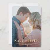 Elegant Gold Custom Photo Overlay Weddenschap Save The Date (Voorkant)