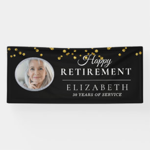 Elegant Gold Custom Photo Retirement Party Banner