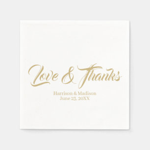 Elegant Gold custom script Love & Bedankt bruiloft Servet