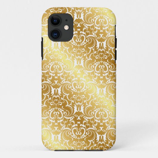Elegant Gold Damask iPhone Case (Achterkant)