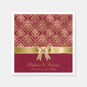 Elegant Gold Damask op Bourgogne bruiloft Servet