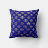 Elegant Gold Damask op marineblauw Sierkussen (Achterkant)