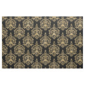 Elegant  Gold Damask Pattern Black Stof (Fat Quarter)