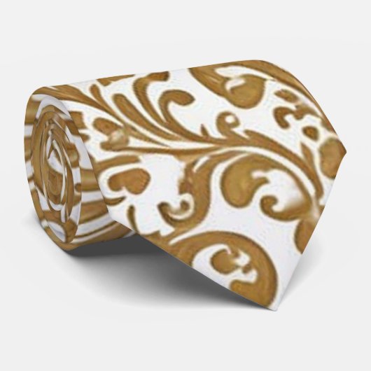 Elegant Gold Damask Stropdas (Opgerold)