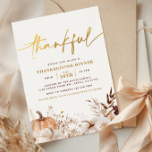 Elegant Gold Dankbaar Herfst Thanksgiving Diner Kaart