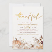 Elegant Gold Dankbaar Herfst Thanksgiving Diner Kaart (Voorkant)