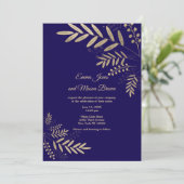 Elegant gold dark purple floral Wedding Invitation (Debout devant)