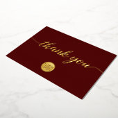 Elegant Gold dark red Business Thank you Folie Feestdagenkaart (Gedraaid)