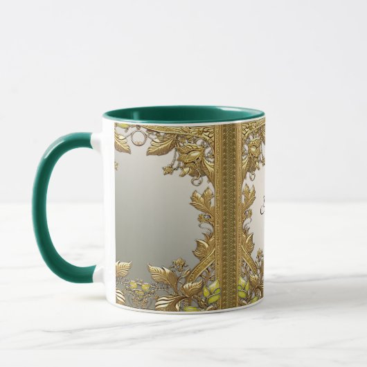 Elegant Gold Decorative Floral Mug Mok (Links)