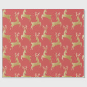 Elegant Gold Deer kerstpapier Cadeaupapier (Vlak)