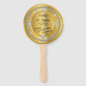 Elegant Gold Diamonds 50th Wedding Jubileum Handwaaier (Achterkant)