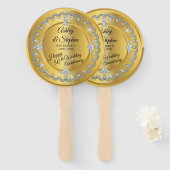 Elegant Gold Diamonds 50th Wedding Jubileum Handwaaier (Voorkant en achterkant)