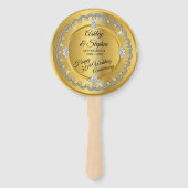 Elegant Gold Diamonds 50th Wedding Jubileum Handwaaier (Voorkant)