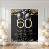 Elegant Gold Diamonds 60th Birthday Party Backdrop Wandkleed