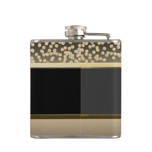 Elegant Gold Diamonds, roze Flamingo-gepersonalise Heupfles (Achterkant)