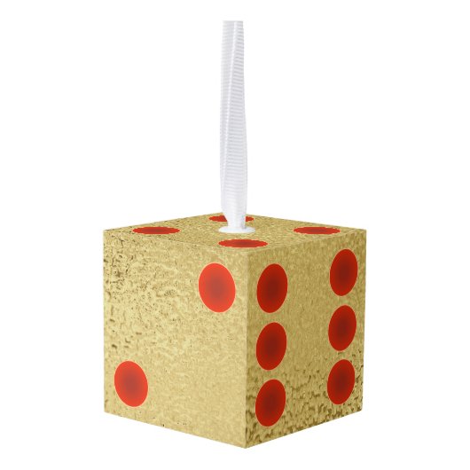 Elegant Gold Dice KerstBunco Kubus Ornament (Achter hoekig)