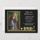 Elegant Gold DMD Asclepius Dentist Afstuderen Aankondiging (Voorkant)