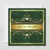 Elegant Gold Donker Groene Zijde Zijde/Satin Uitno Kaart (Voorkant)