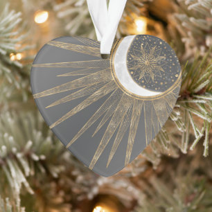 Elegant Gold Doodles Sun Moon Mandala Design