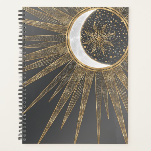 Elegant Gold Doodles Sun Moon Mandala Design (Devant)