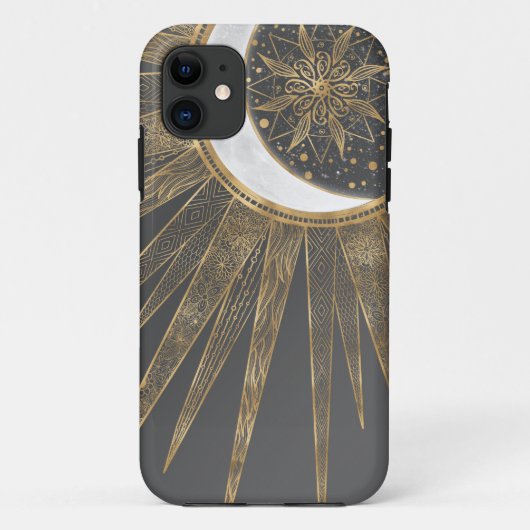 Elegant Gold Doodles Sun Moon Mandala Design Case-Mate iPhone Case (Achterkant)