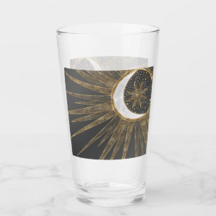 Elegant Gold Doodles Sun Moon Mandala Design Glas