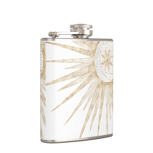 Elegant Gold Doodles Sun Moon Mandala Design Heupfles (Rechts)