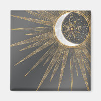 Elegant Gold Doodles Sun Moon Mandala Design