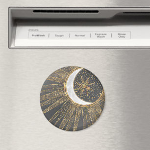 Elegant Gold Doodles Sun Moon Mandala Design Magneet