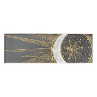 Elegant Gold Doodles Sun Moon Mandala Design Naambadge