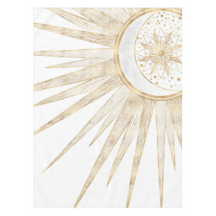 Elegant Gold Doodles Sun Moon Mandala Design Tafelkleed