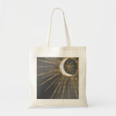 Elegant Gold Doodles Sun Moon Mandala Design Tote Bag (Voorkant)