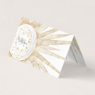 Elegant Gold Doodles Sun Moon Mandala Design Visitekaartjes