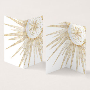 Elegant Gold Doodles Sun Moon Mandala Design Visitekaartjes