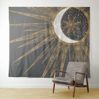 Elegant Gold Doodles Sun Moon Mandala Design