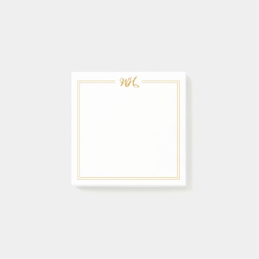 Elegant Gold Double Border Monogram Post Post-it® Notes (Voorkant)