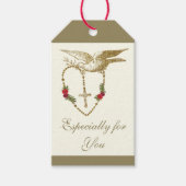 Elegant Gold Dove Heilige Rosary  Rozen Cadeaulabel (Voorkant)